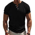 Herren Kurzarm-Henley-T-Shirt mit strukturiertem Design R&B