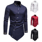 Herren Longsleeve Hemd im avantgardistischen Design mit asymmetrischem Saum R&B