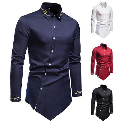 Herren Longsleeve Hemd im avantgardistischen Design mit asymmetrischem Saum R&B