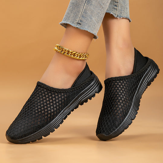 Damen nan luftige Schlupfsneaker mit Honigwaben-Strickoberteil und gedämpfter Komfortsohle R&B