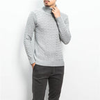 Herren nan Feinstrick-Rollkragenpullover mit Zopfmuster und schmaler Silhouette R&B