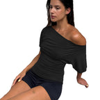 Damen Off-Shoulder Oberteil mit modischer Raffung R&B