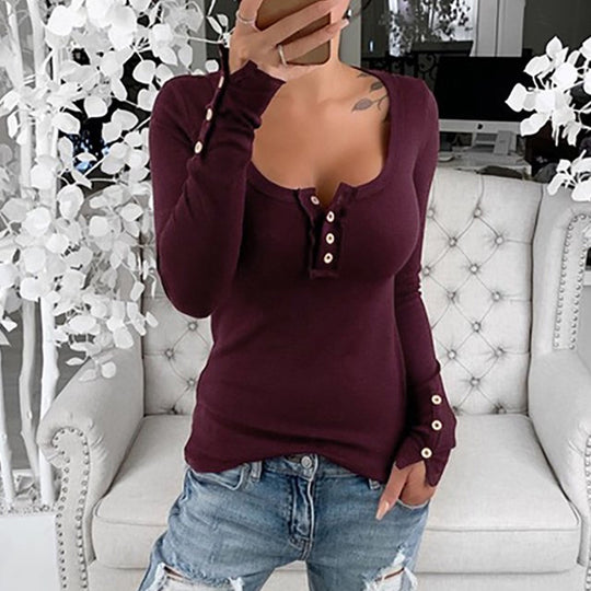 Damen Langarmshirt mit eleganten Knopfdetails R&B