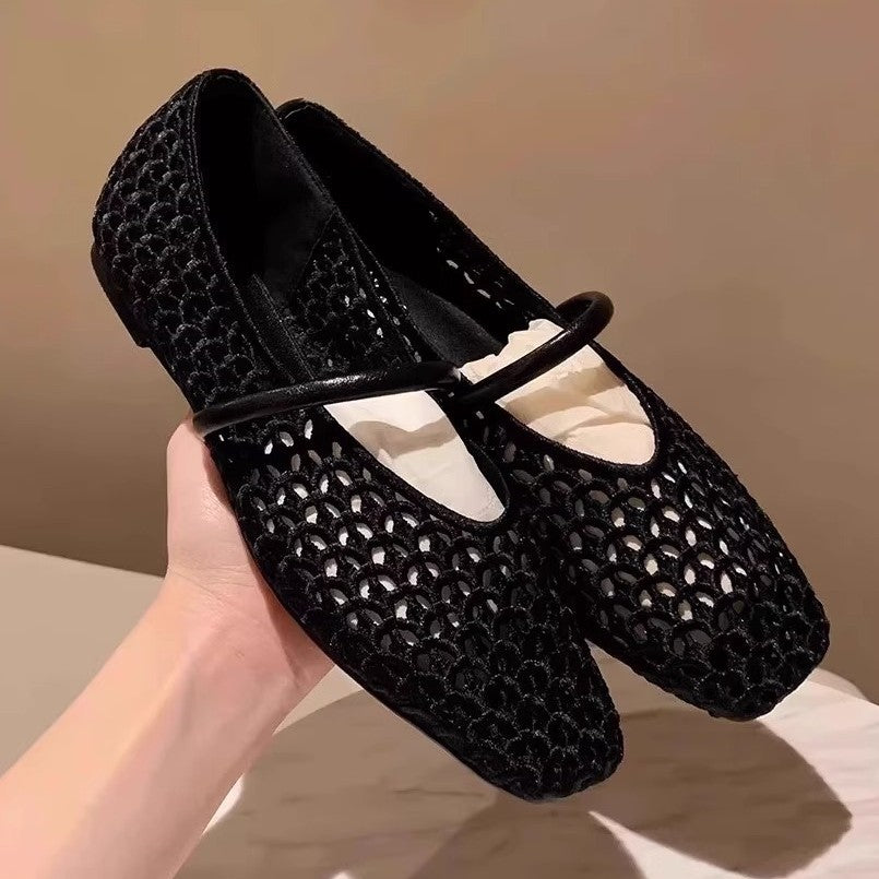 Damen Elegante und atmungsaktive Ballerinas mit modischem Netzdesign R&B
