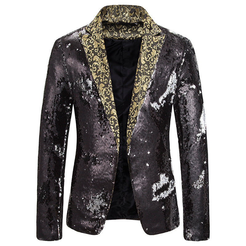 Herren extravagante Pailletten-Blazerjacke R&B