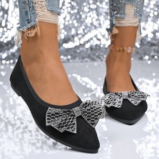 Damen Ballerinas mit funkelnden Strass-Schleifen R&B
