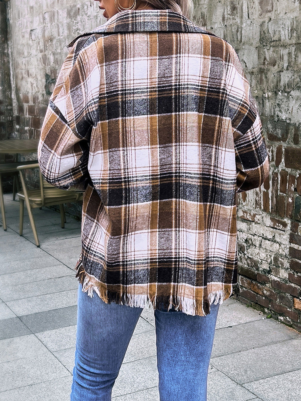 Damen Übergroße Karomuster Jacke R&B
