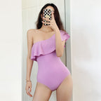 Damen Einseitiger Badeanzug mit Rüschendetails R&B