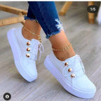 Damen modische Sneakers mit elegantem goldenen Schnürsystem R&B