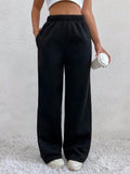 Damen Bequeme High-Waist Freizeithose mit weitem Schnitt R&B