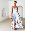 Damen Maxikleid mit elegantem floralem Design und schwingendem Rock R&B