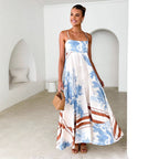 Damen Maxikleid mit elegantem floralem Design und schwingendem Rock R&B