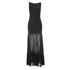 Damen Maxikleid mit transparentem unteren Saum R&B