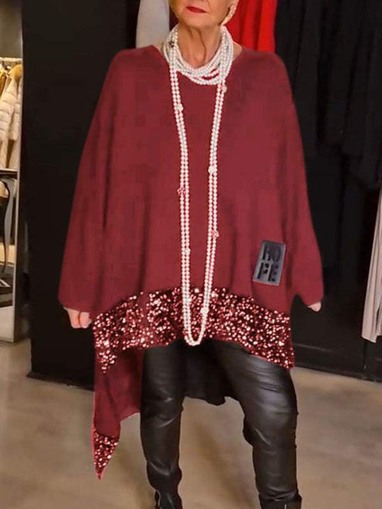 Damen Elegantes und fließendes asymmetrisches Strickoberteil R&B