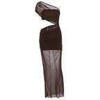 Damen asymmetrisches Wickelkleid mit raffinierten Rüschen und elegantem Schnitt R&B