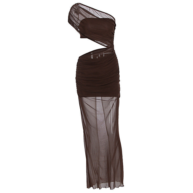 Damen asymmetrisches Wickelkleid mit raffinierten Rüschen und elegantem Schnitt R&B