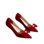 Damen elegante Pumps mit zierlichem Schleifenakzent und glitzernden Applikationen