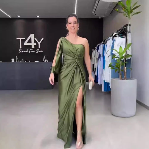 Damen Maxikleid mit asymmetrischem Design und seitlichem Schlitz R&B