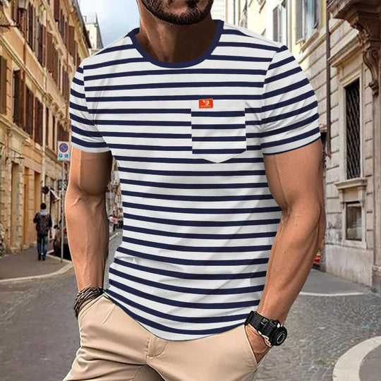 Herren gemustertes T-Shirt mit Brusttasche R&B