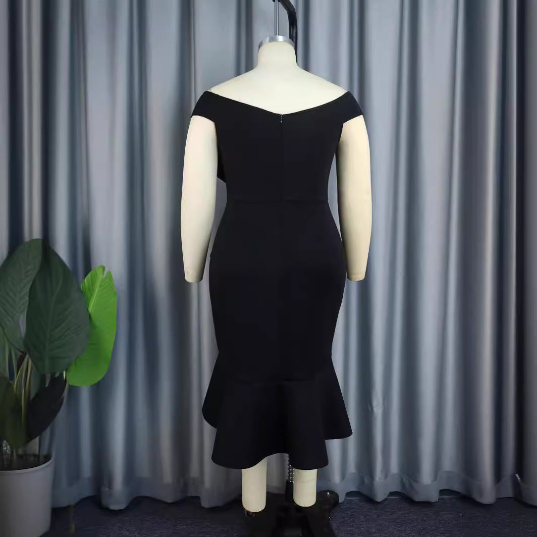 Damen Elegantes schulterfreies Kleid mit Rüschendetails R&B
