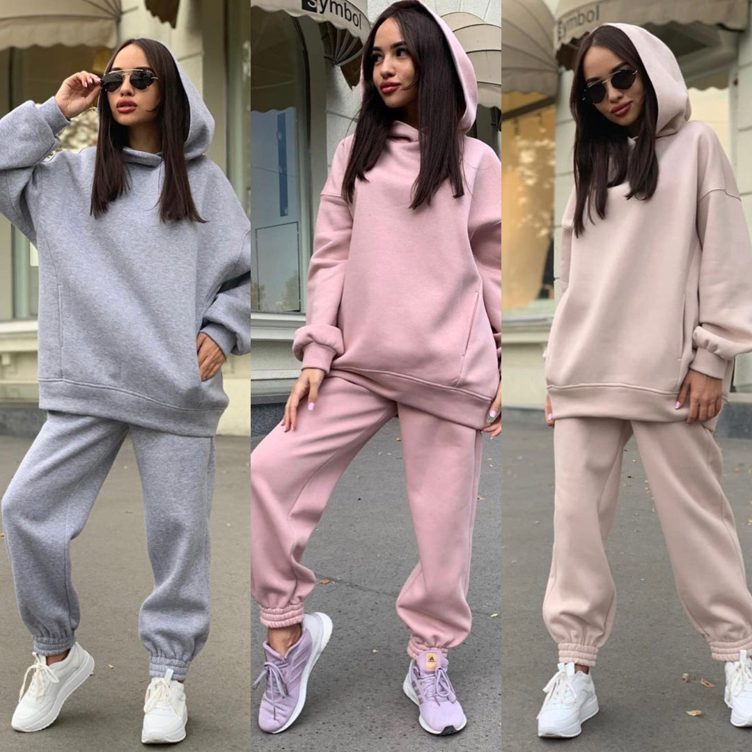 Damen Sportliches Hoodie- und Jogginghosen-Set im lässigen Design mit Kapuze R&B