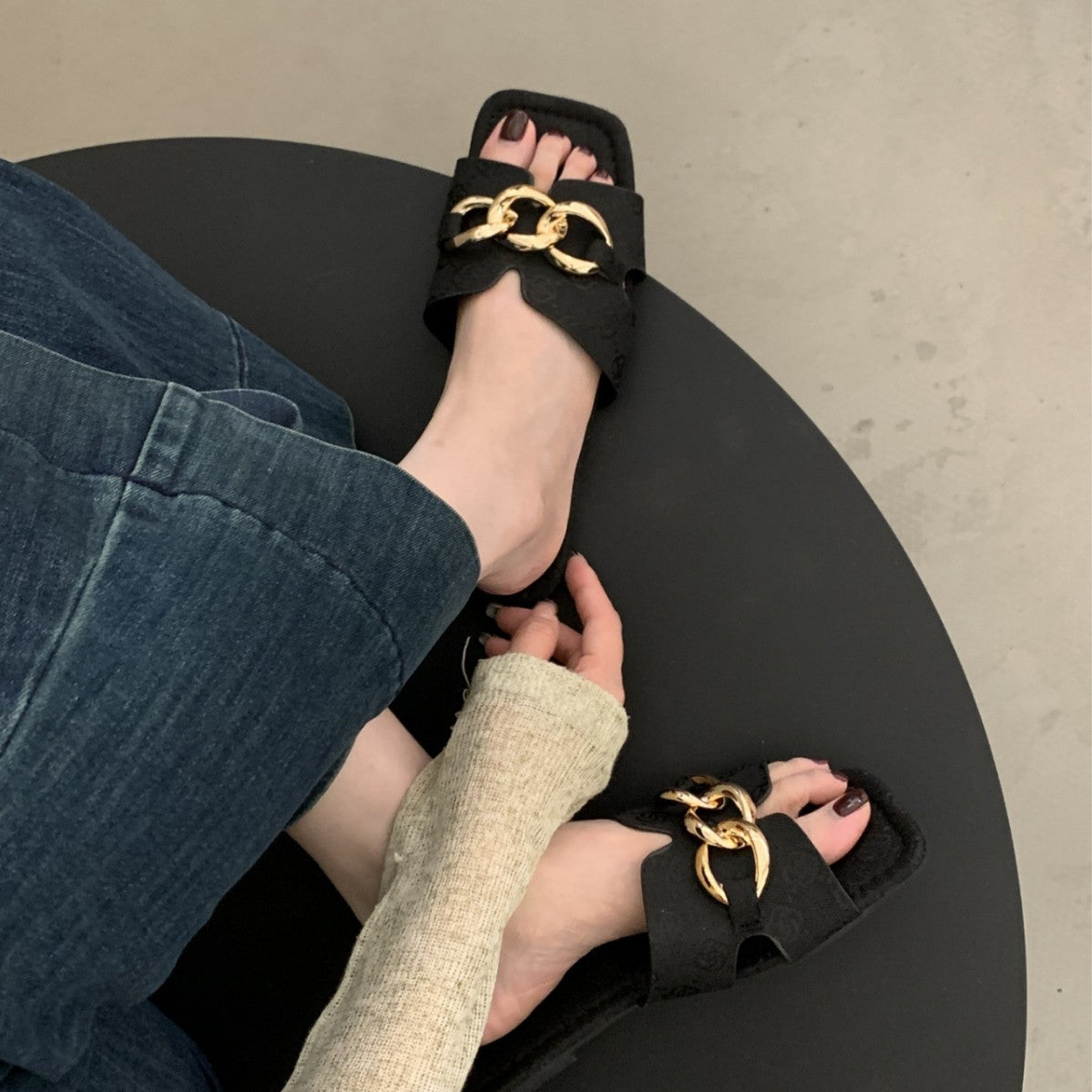 Damen Offene Sandalen mit elegantem Ketten-Detail R&B