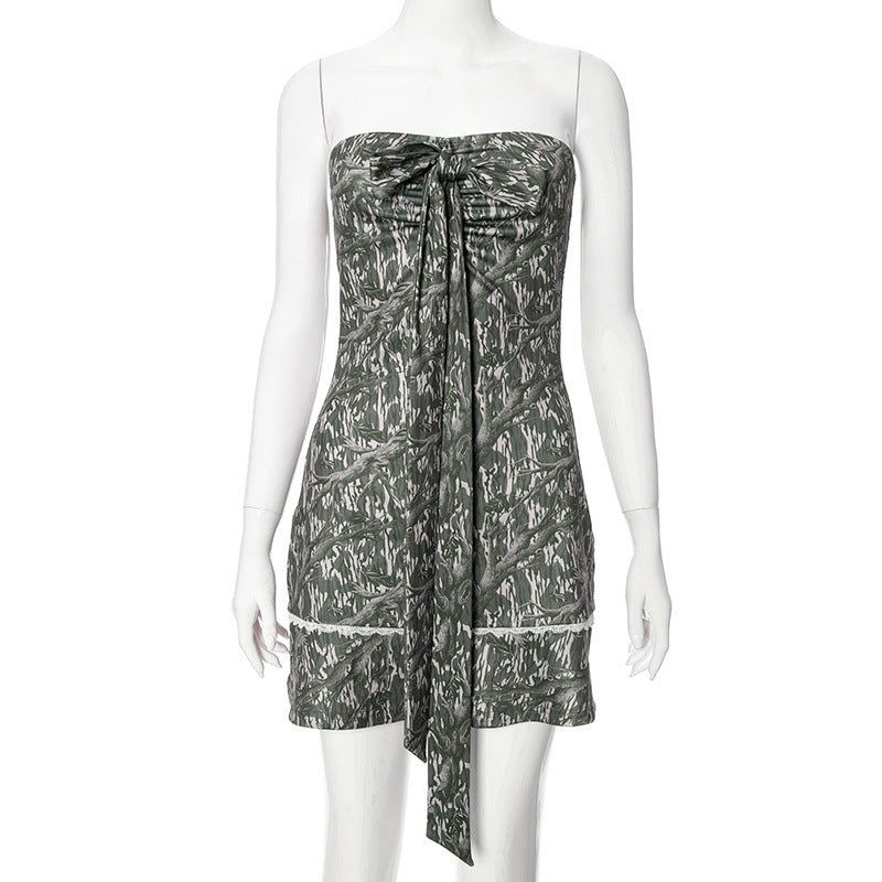 Damen Wickelkleid mit charmantem Bindegürtel und verspieltem Muster R&B