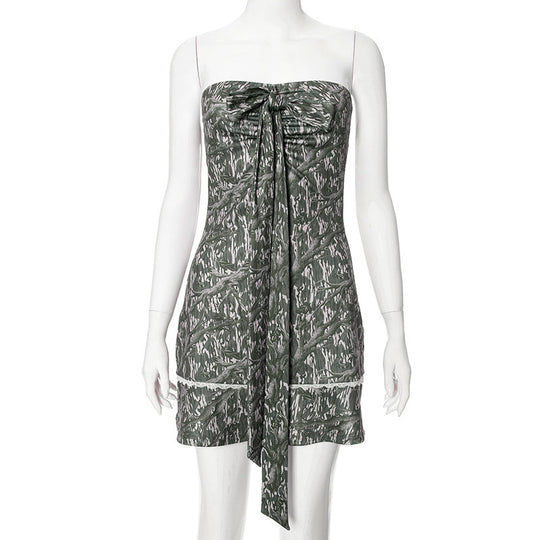 Damen Wickelkleid mit charmantem Bindegürtel und verspieltem Muster R&B