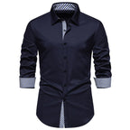 Herren Langarmhemd mit modernem Kontrastdesign R&B