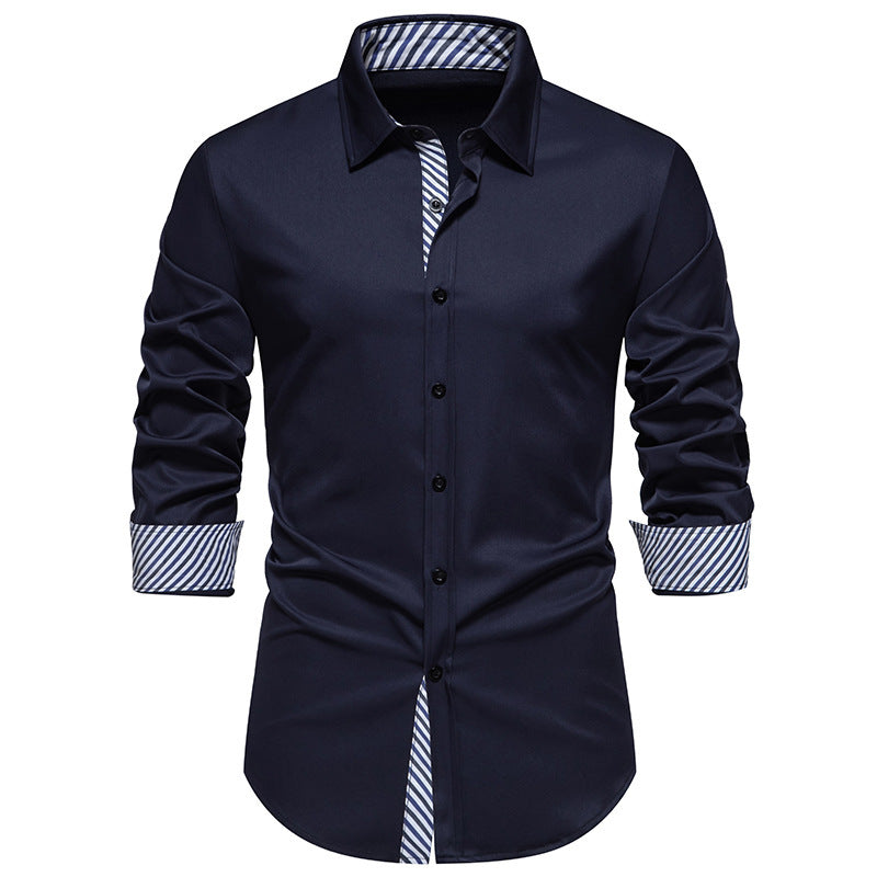 Herren Langarmhemd mit modernem Kontrastdesign R&B