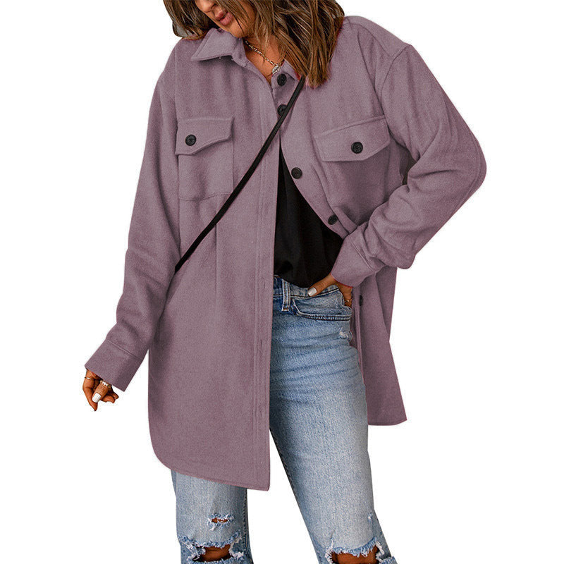 Damen Übershirt aus weichem Fleece mit Taschen und Knopfdetails R&B