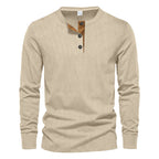 Herren Langarm-Henley-Shirt mit strukturiertem Design R&B