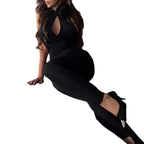 Damen Jumpsuit mit Dekolleté und floralem Akzent R&B