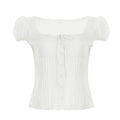 Damen Kurzarm Hemdbluse mit eleganter Raffung und verspieltem BindR&Band R&B