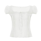 Damen Kurzarm Hemdbluse mit eleganter Raffung und verspieltem BindR&Band R&B