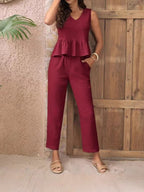 Damen Eleganter Jumpsuit mit modernen Raffungen und lässigem Schnitt R&B