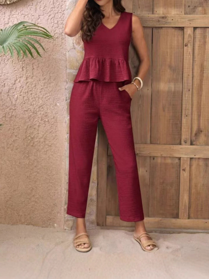 Damen Eleganter Jumpsuit mit modernen Raffungen und lässigem Schnitt R&B