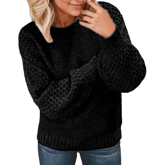 Damen Grober Strickpullover mit voluminösen Ärmeln und einzigartiger Textur R&B