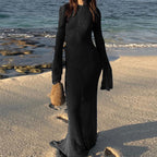 Damen transparentes Strandkleid aus Netzmaterial mit weitem Schnitt und offenen Ärmeln R&B