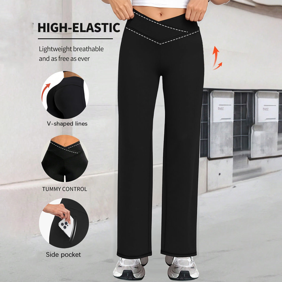 Damen Kompressionshose mit hoher Taille und Tummy Control R&B