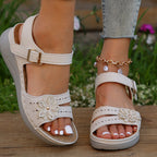 Damen Komfortable Sandalen mit floralem Dekor und verstellbarem Riemen R&B