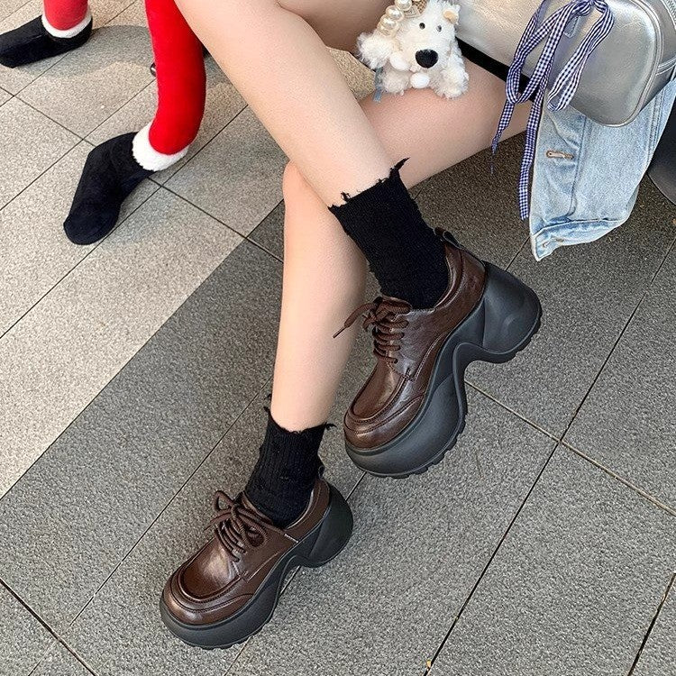 Damen Trendige Chunky Schnürschuhe mit ausgeprägter Sohle