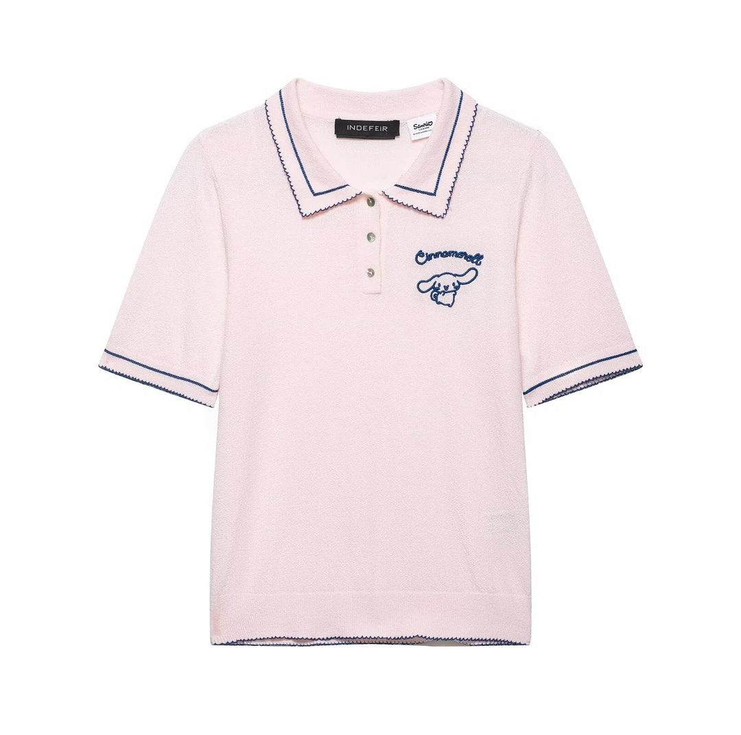 Damen Polo-Shirt mit feiner Struktur und gesticktem Motiv R&B