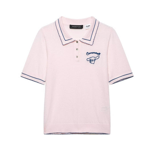 Damen Polo-Shirt mit feiner Struktur und gesticktem Motiv R&B
