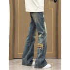 Herren trendige Jeans im lässigen Bootcut-Stil mit einzigartigen Applikationen R&B