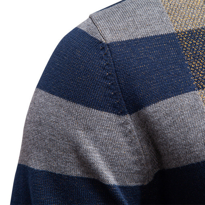 Herren Langarm Pullover mit modernem Karo-Muster und weichem Strick