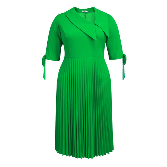 Damen Falten Kleid mit eleganter Kragen- und Ärmelgestaltung R&B