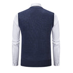 Herren elegante Strickweste mit modernem Rautenmuster und praktischen Taschen