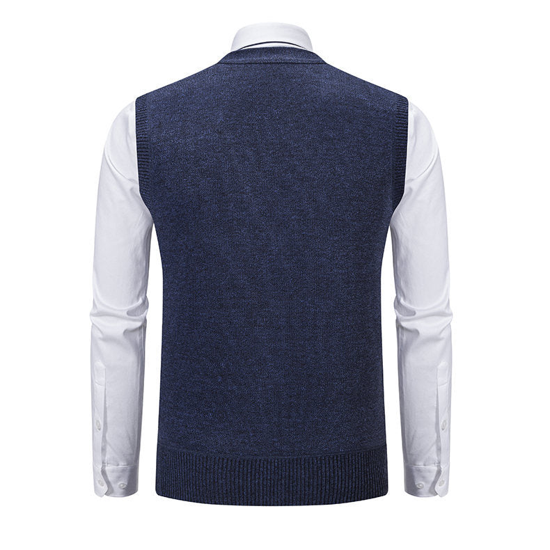 Herren elegante Strickweste mit modernem Rautenmuster und praktischen Taschen