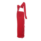 Damen Elegantes Maxikleid mit asymmetrischem Schnitt und Rüschendetails R&B